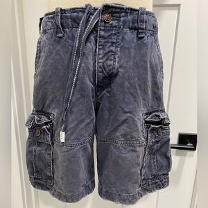 Abercrombie & Fitch Cargo Shorts Mens 34X10 Blue, A&F Button Fly